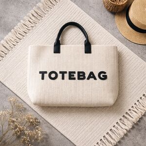 Stylish Cream Tote Bag with Black Handles